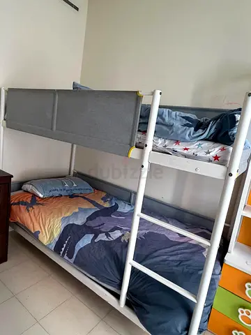 IKEA White Metal Bunk Bed with Ladder - Good Condition