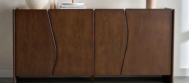 Solid Wood 4-Door Sideboard / Cabinet - Dark Walnut Finish