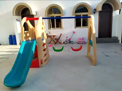 Kids Outdoor Slide and Double Swing Set - Good Condition