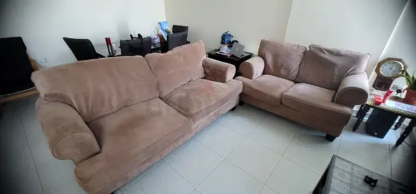 Beige 3-seater and 2-seater sofa set - good condition