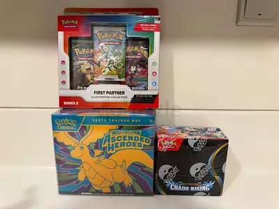 Pokemon ASCENDED HEROES ETB, Chaos rising booster box and first partner series 2 box set