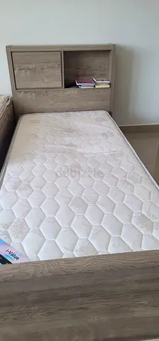 Single Bed with Headboard Storage and Mattress - Light Wood