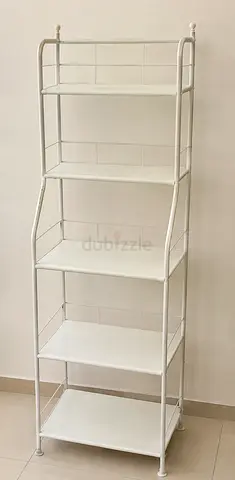 White Metal 5-Tier Shelving Unit - Tall Open Shelf for Home/Office