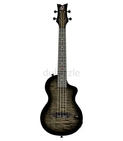 Ortega Solid Body Ukebass, Ortega Mahogany, Flamed Maple, Grey Rechargeable PU