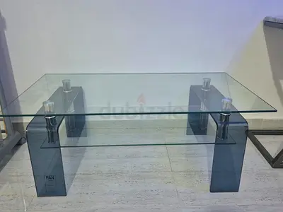 Modern Glass Coffee Table with Lower Shelf - Good Condition