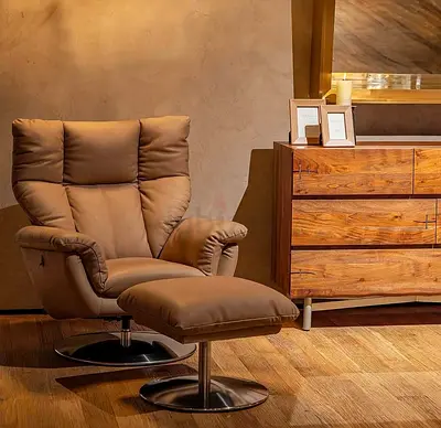 Nolan Swivel Recliner Chair With Footstool
