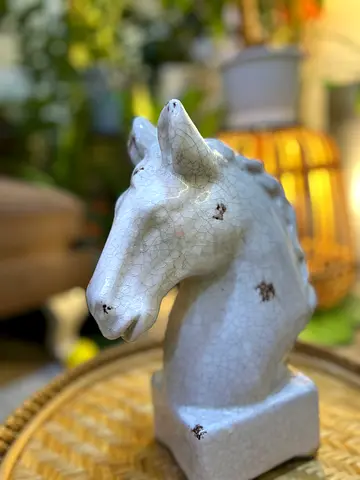 AB Home White Crackle Ceramic Horse Statue