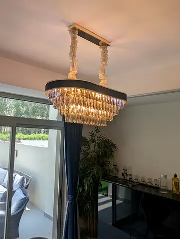 Modern crystal chandelier light fixture - oval tiered design