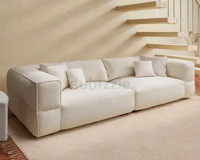 Cream Modern 3-Seater Sofa - Comfortable Low-Profile Design
