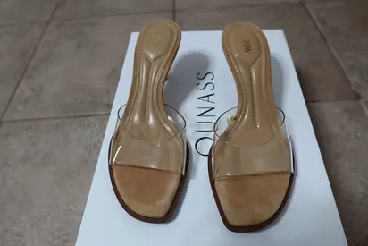Zara Beige clear-strap mule heels - 35 EU