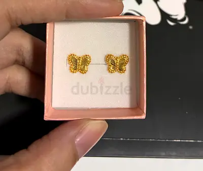 18K Real Gold Screw-Back Earrings | BUTTERFLY 1 pair | SMALL and Lightweight | Secure Lock
