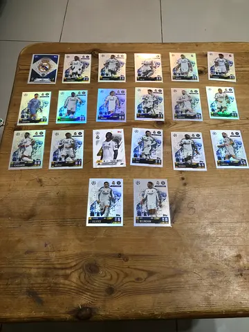 Collection of 20 Real Madrid UEFA/Football Trading Cards (Holographic, Mixed Players)