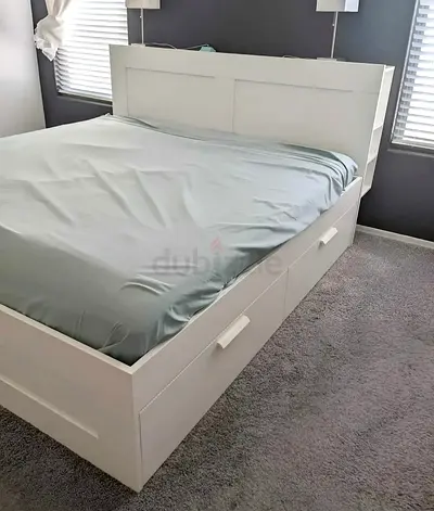 Ikea brimness bed with ikea mattress king size 180 x200cm bed