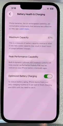 iPhone with good battery health — 87% (Unlocked)