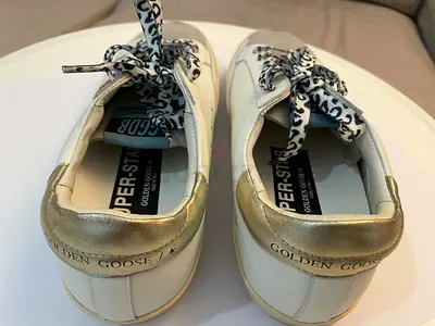 Golden Goose white leather sneakers with gold heel - size 40 brand new