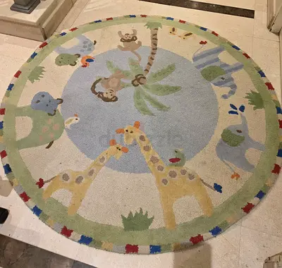 Round Safari Baby Rug — Soft Play Mat with Giraffes  Monkeys