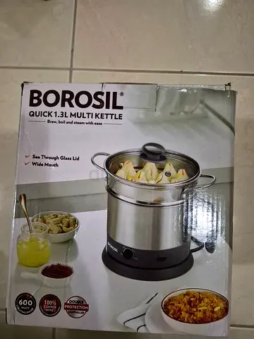 Borosil Quick 1.3L Multi Kettle - Stainless Steel (unused, perfect condition)