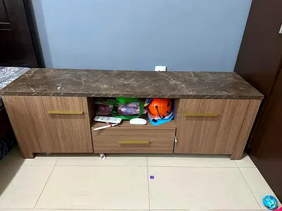 Wooden TV Cabinet / Entertainment Unit with Marble Top