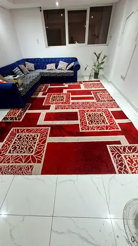 Red geometric large area Italian design modern carpet in good condition
