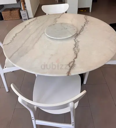 Marina home 120cm Dining Table with Lazy Susan (removable )  - Seats 4 from crate and barrel