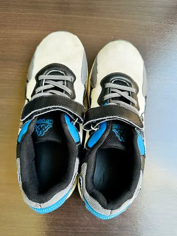 Kids grey  blue athletic sneakers - size EU 38 UK 5, good condition