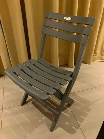 Grey Folding Slatted plastic Dining/Patio Chair - Compact  Lightweight