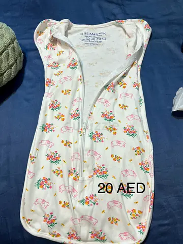 Baby swaddle sleep sack - floral print, zipper closure, good condition