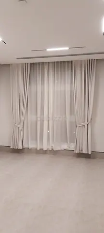 Neutral floor-to-ceiling blackout curtains with sheer liner - set of panels