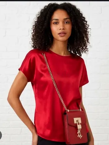 DKNY Red Leather Mini Crossbody Bag with Gold Hardware