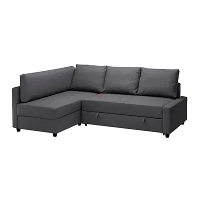 L-shaped grey fabric sofa bed with storage - excellent condition