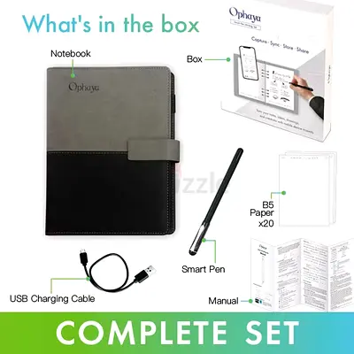 Ophaya Smart Pen Notebook Bundle – Complete Set with USB Cable  20 B5 Sheets