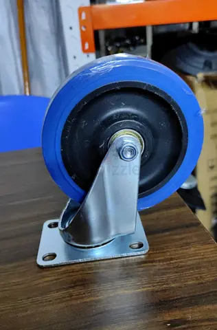 Heavy-Duty Blue PU Swivel Caster Wheel with Plate - New blue tyer wheel