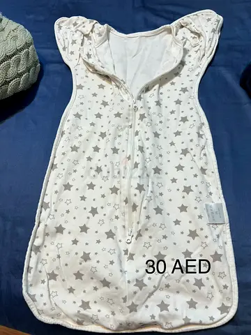 White star print baby sleep sack / wearable swaddle - size small, gently used