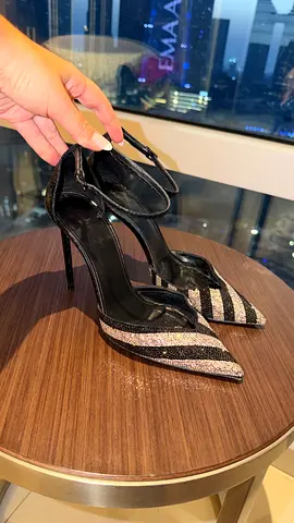 Saint Laurent Crystal Zebra Pumps Black Silver