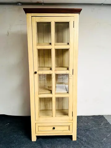 Wooden Display Cabinet with Glass Door and Drawer