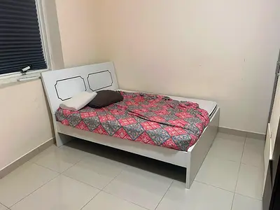 Single white wooden bed frame with headboard - good condition, with mattress free