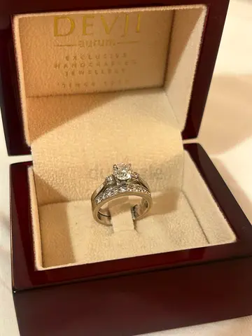 1.45 ct Natural Diamond Bridal Set | 1ct HRD Certified Solitaire + Matching Diamond Band | 18K White