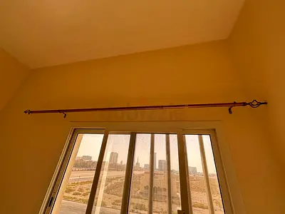Metal Curtain Rod with Decorative Finials - Used, Good Condition
