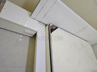 White Platform Bed Frame with Mattress with side tables