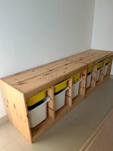 IKEA TROFAST Storage combination with boxes, light white stained pine/white (2 units)