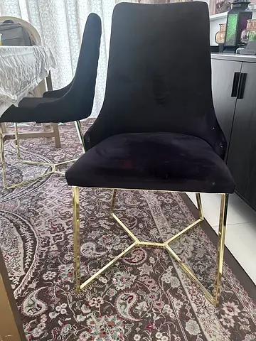 Black Velvet Dining Chairs with Gold Metal Legs