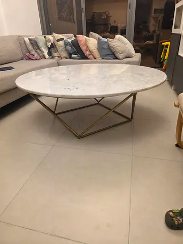 Modern Marble Coffee Table with Gold Metal Base