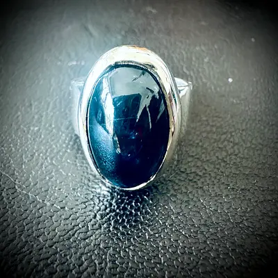 Natural 35 Carat Blue Sapphire Silver Ring
