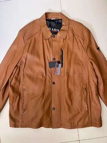 PRADA Brown Leather Jacket- With Tags Size 2XL