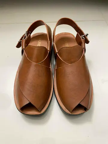 Brown Leather Open-Toe Sandals with Back Strap