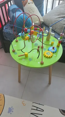 Wooden Activity Table with Bead Maze and Gears - Great Condition