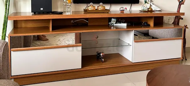 Wooden TV Entertainment Unit with Storage Drawers - Good Condition