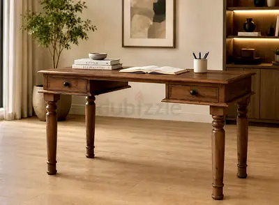 Marina solid wood study desk with 2 drawers