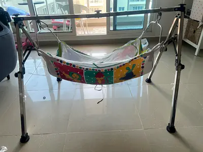 Portable baby hammock cradle with metal stand - gently used - indian baby Jhula/ craddle
