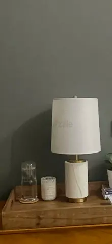 Bloomr White Marble Table Lamp with Gold Accents - Excellent Condition